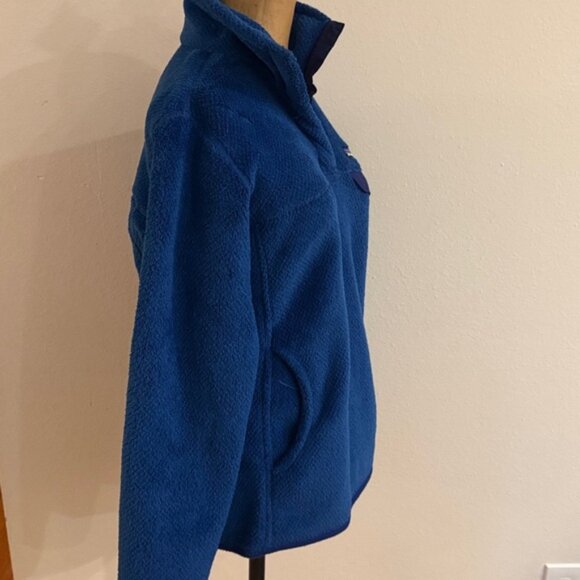 Patagonia sz M Royal Blue Fleece Pullover kangaroo pocket, snaps great condition - Picture 4 of 7
